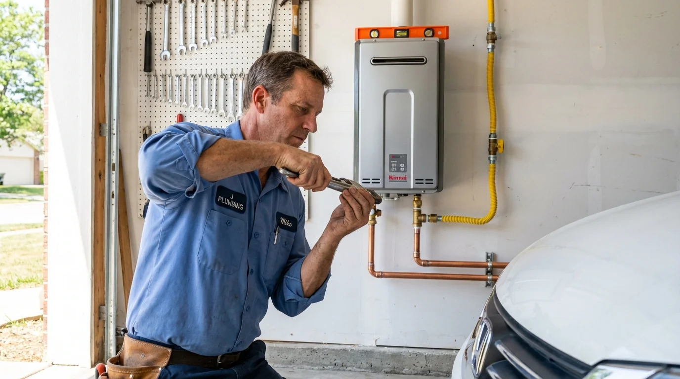 Tankless water heater installation by a Johns Plumbing LLC plumber in Tyler